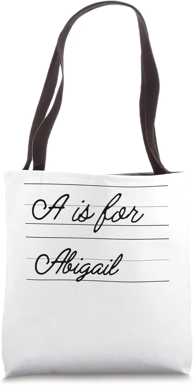 Personalized A is for Abigail Name Student Kindergarten Girl Tote Bag