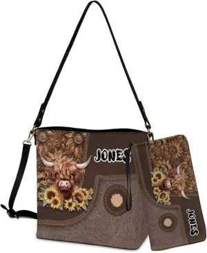 Personalized Crossbody Bag Set for Women, Customized Tote Bags for Women with Name with PU Custom Name Wallet