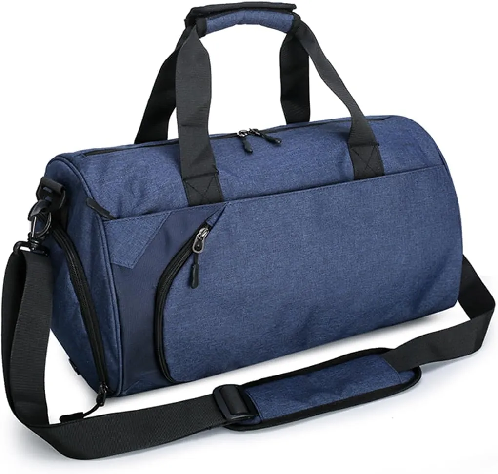 Personalized Duffle Bag for Women Men with Shoes Compartment Dry and Wet Space Individual Custom Gym Bags with Picture Text (Blue, Large)