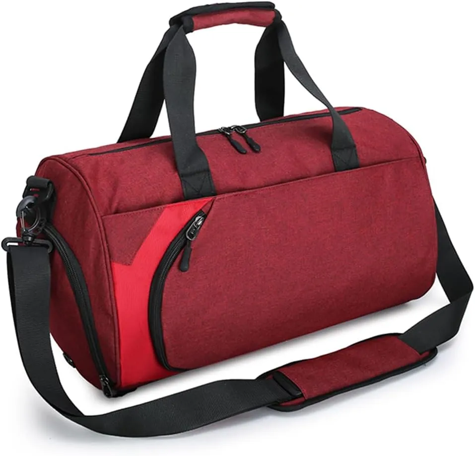 Personalized Duffle Bag for Women Men with Shoes Compartment Dry and Wet Space Individual Custom Gym Bags with Picture Text (Red, Medium)