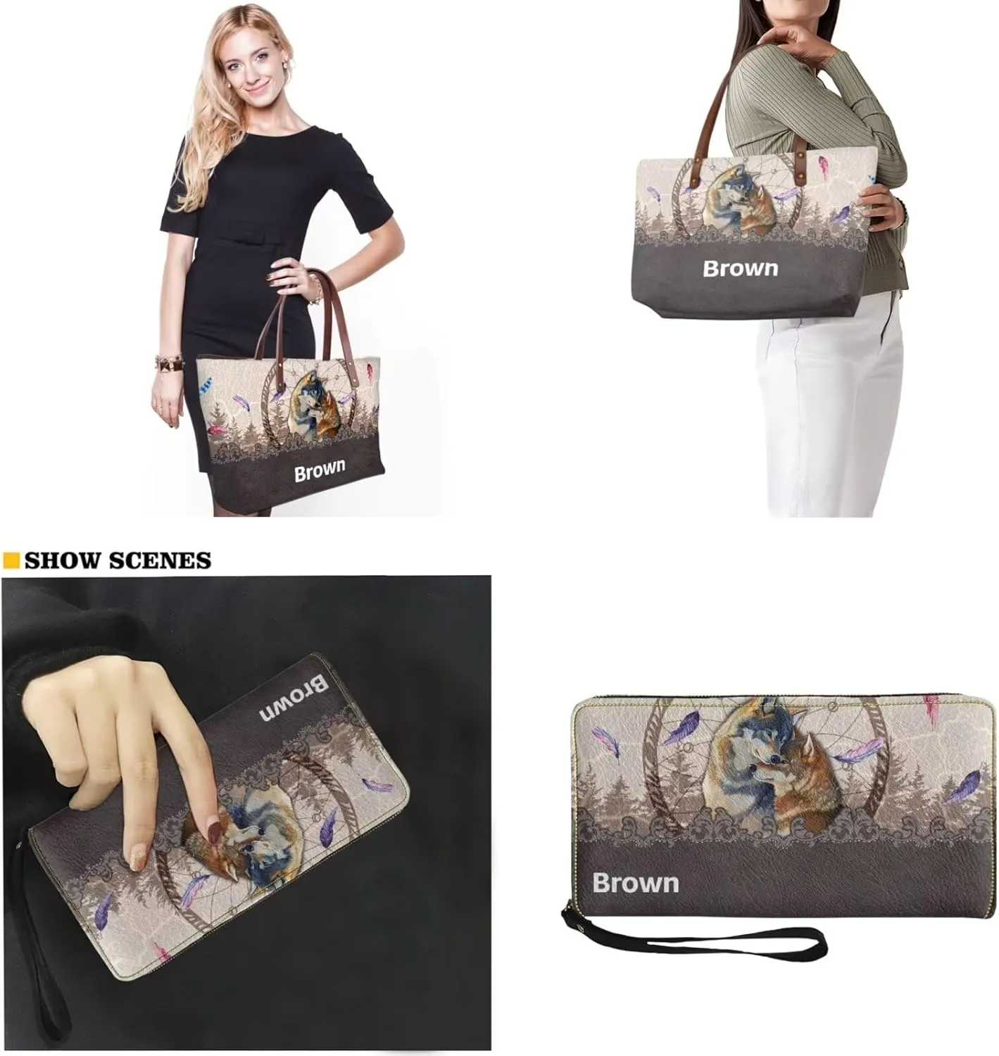 Personalized Handbag with Leather Wallet Set for Women, Custom Name Purse Set Large Top Handle Purse with Wallet