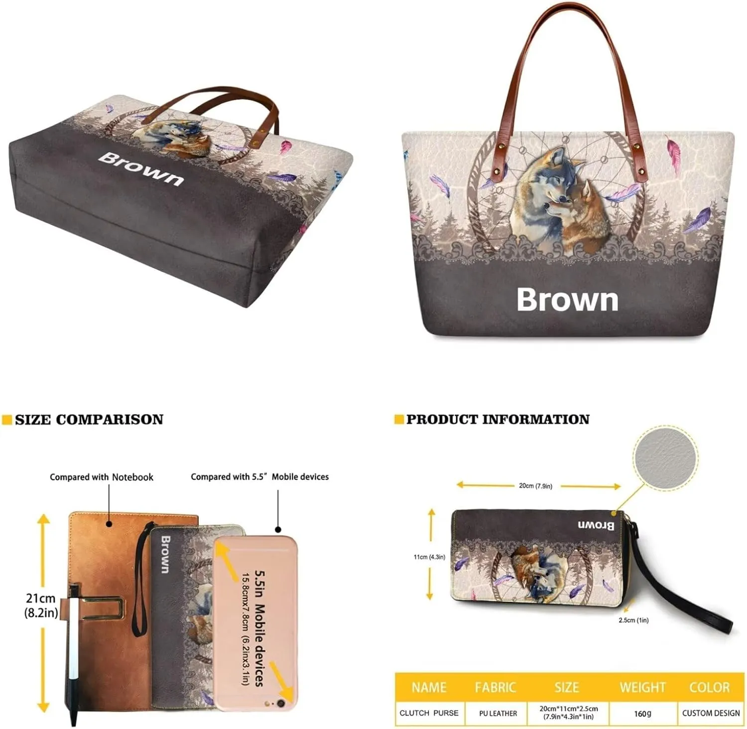 Personalized Handbag with Leather Wallet Set for Women, Custom Name Purse Set Large Top Handle Purse with Wallet