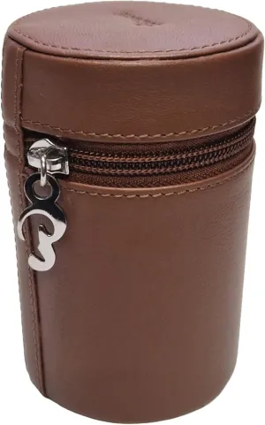Peterson Grafton Tobacco Jar - Genuine Leather Storage Container with Hard Surgical Rubber Lining & Zipper Enclosure (Large)