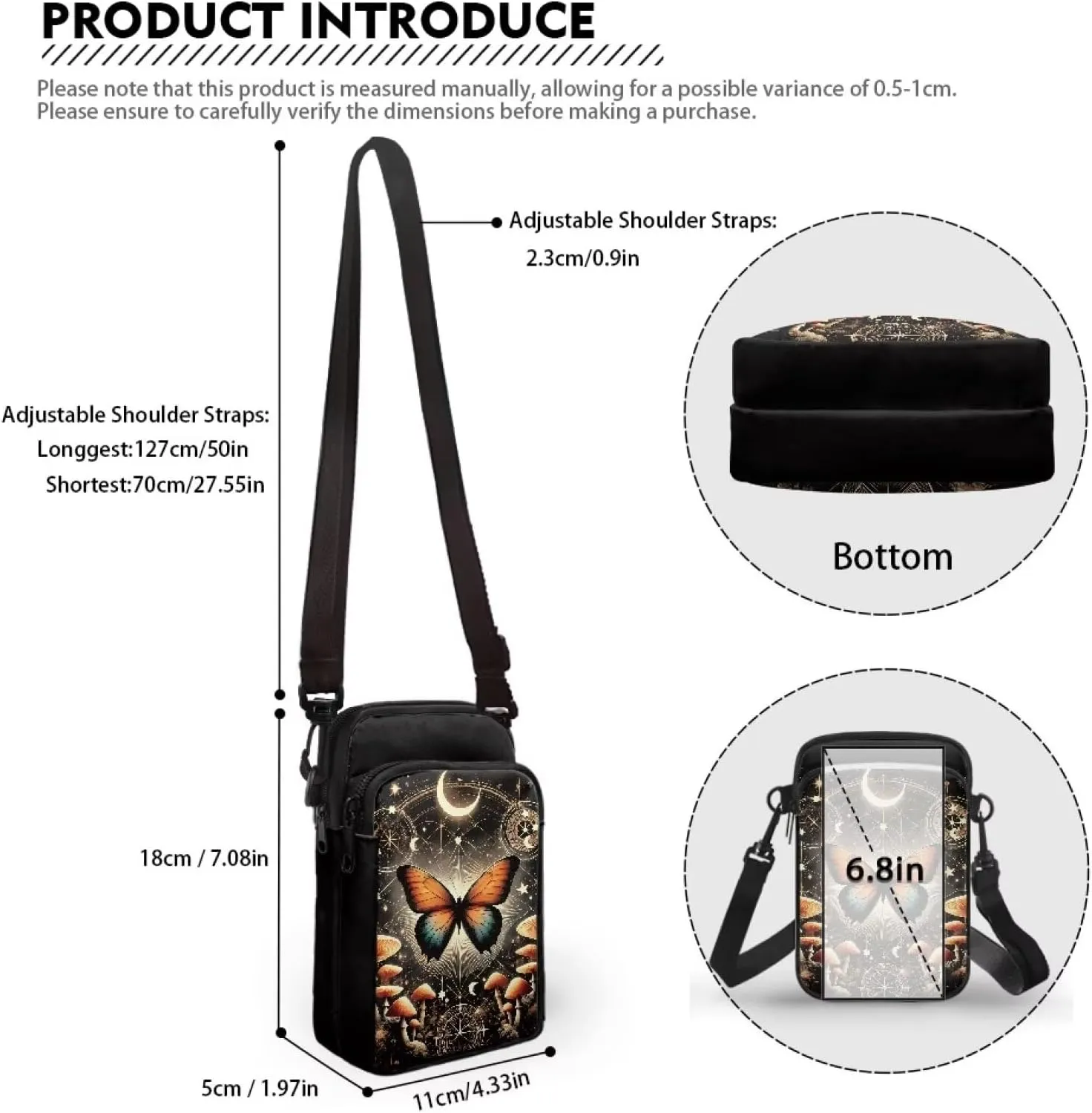 Phone Bag Purse Wallet Crossbody Bag Lightweight Roomy Pockets Smartphone Sports Armband Bag