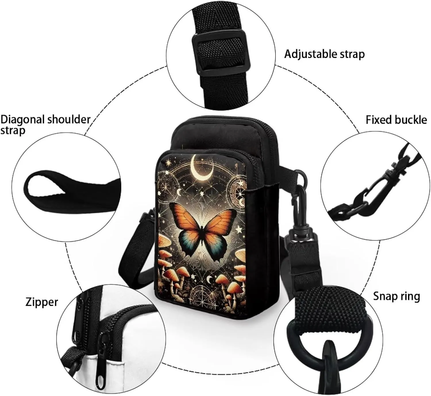 Phone Bag Purse Wallet Crossbody Bag Lightweight Roomy Pockets Smartphone Sports Armband Bag