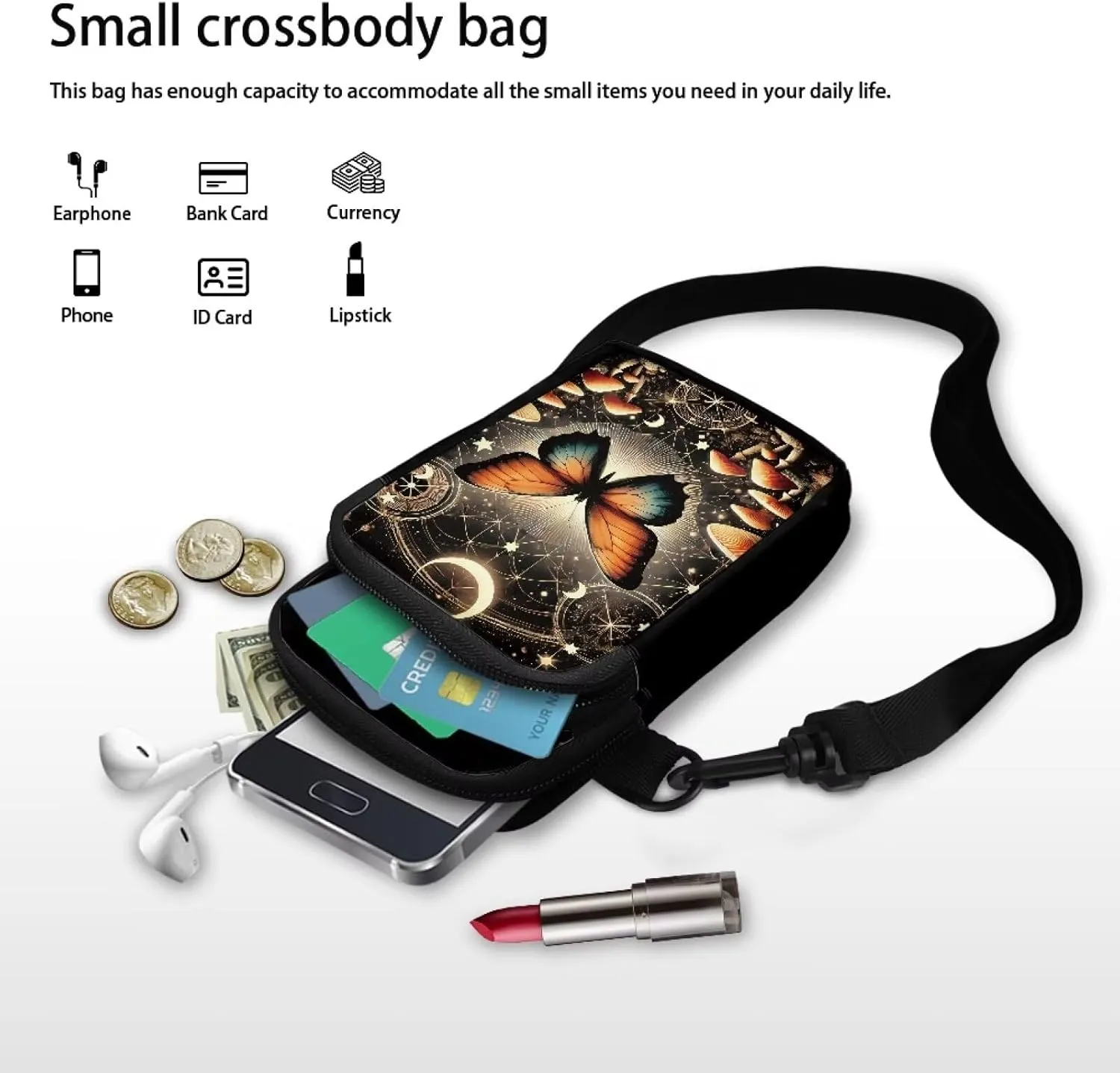 Phone Bag Purse Wallet Crossbody Bag Lightweight Roomy Pockets Smartphone Sports Armband Bag