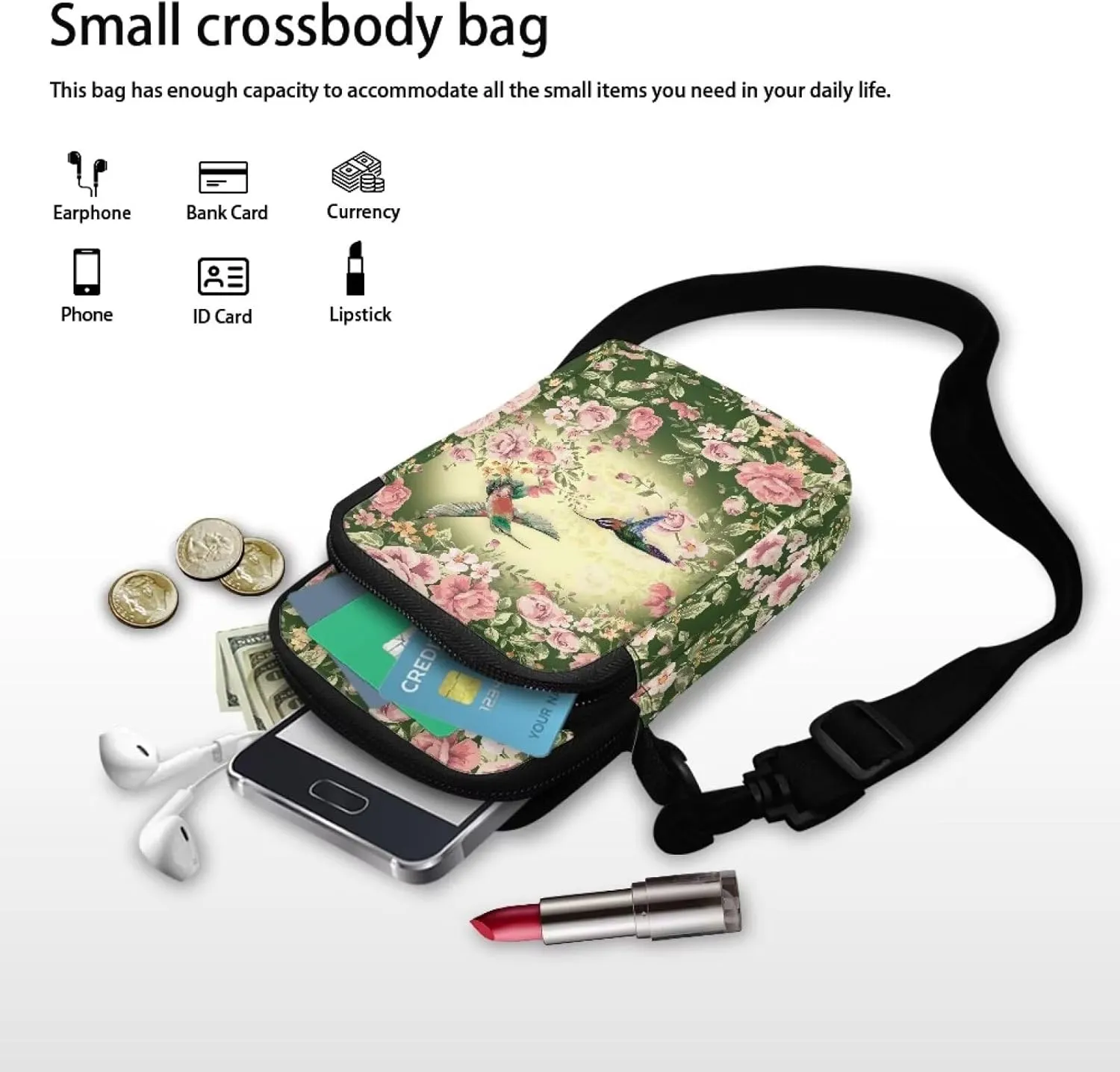 Phone Bag Purse Wallet Crossbody Bag Lightweight Roomy Pockets Smartphone Sports Armband Bag