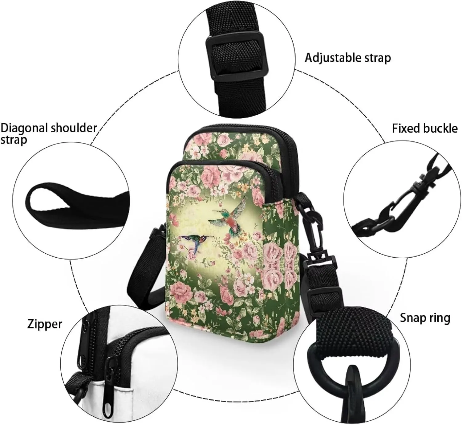 Phone Bag Purse Wallet Crossbody Bag Lightweight Roomy Pockets Smartphone Sports Armband Bag