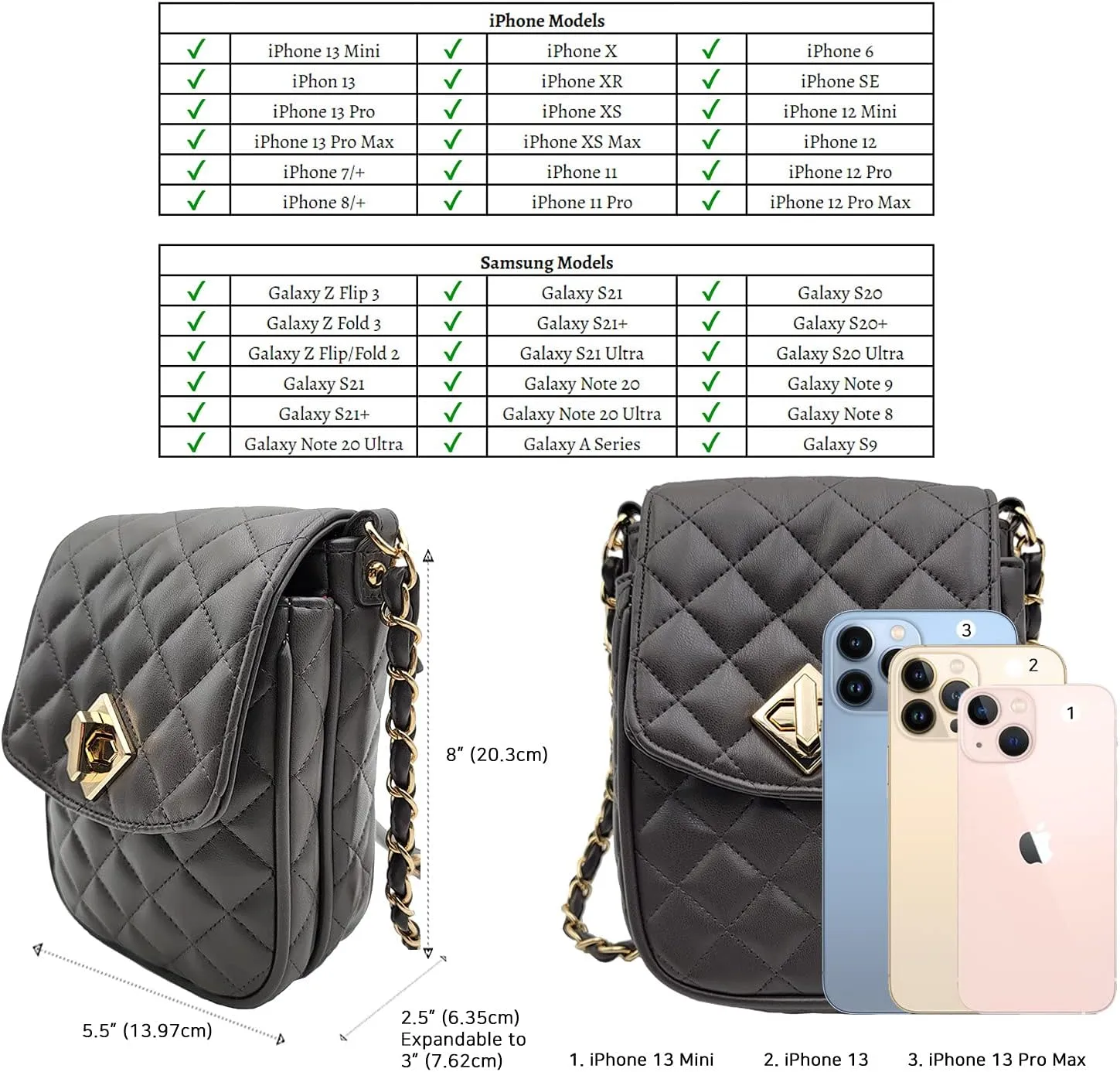 Phone Crossbody Bags for Women Small Vegan Leather Mini Shoulder Wallet Card Quilted Purse