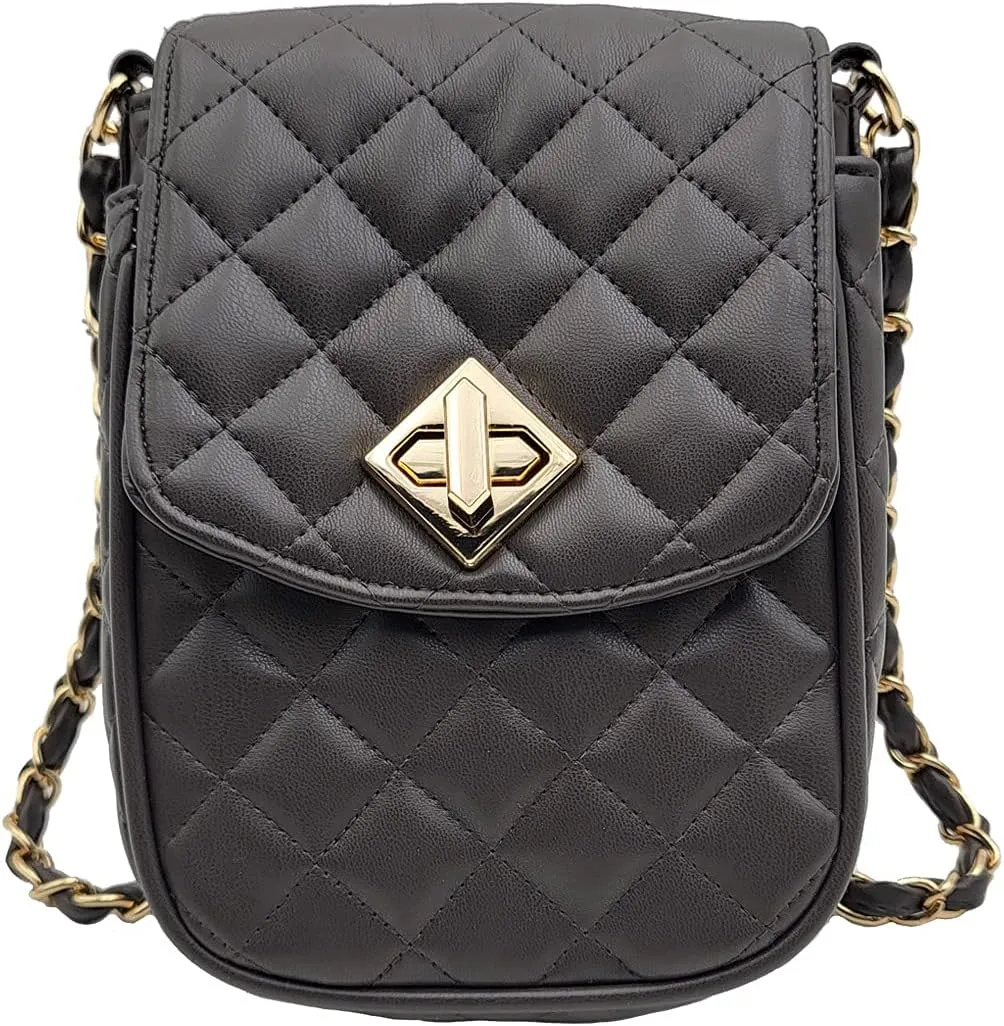 Phone Crossbody Bags for Women Small Vegan Leather Mini Shoulder Wallet Card Quilted Purse