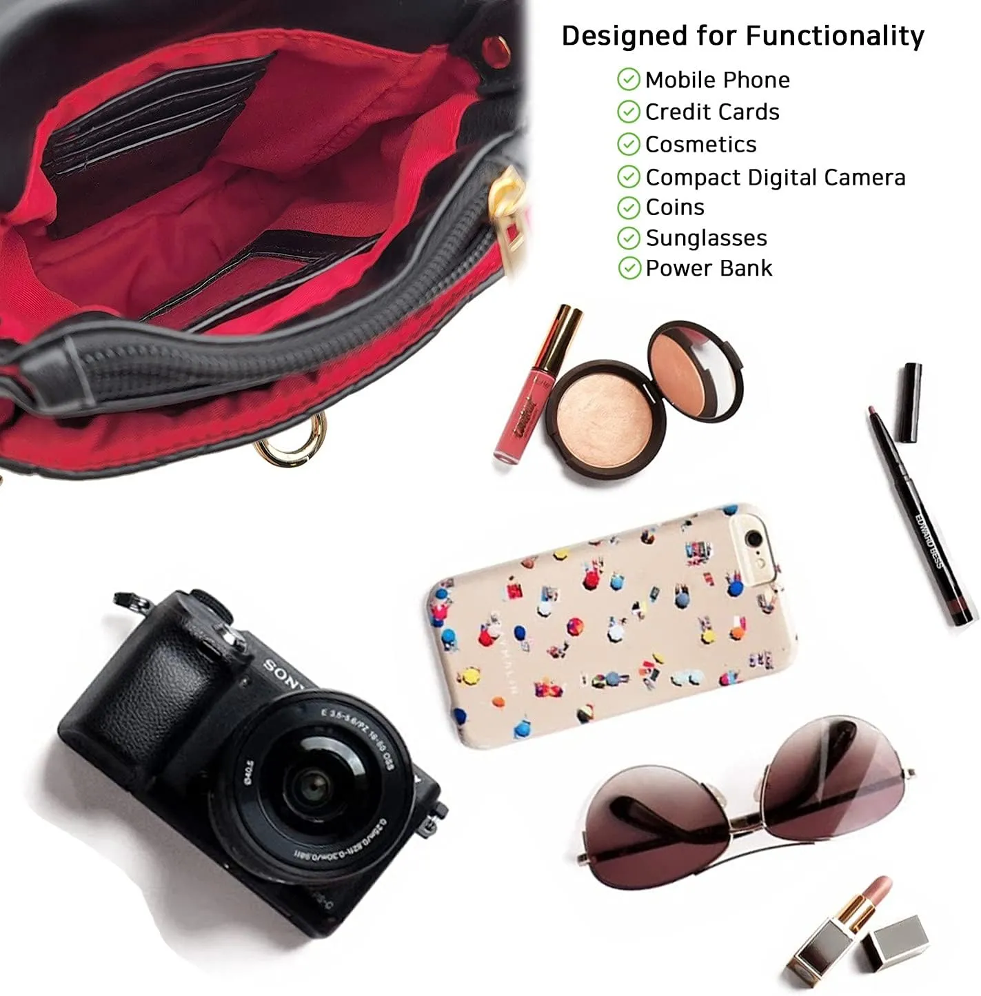 Phone Crossbody Bags for Women Small Vegan Leather Mini Shoulder Wallet Card Quilted Purse