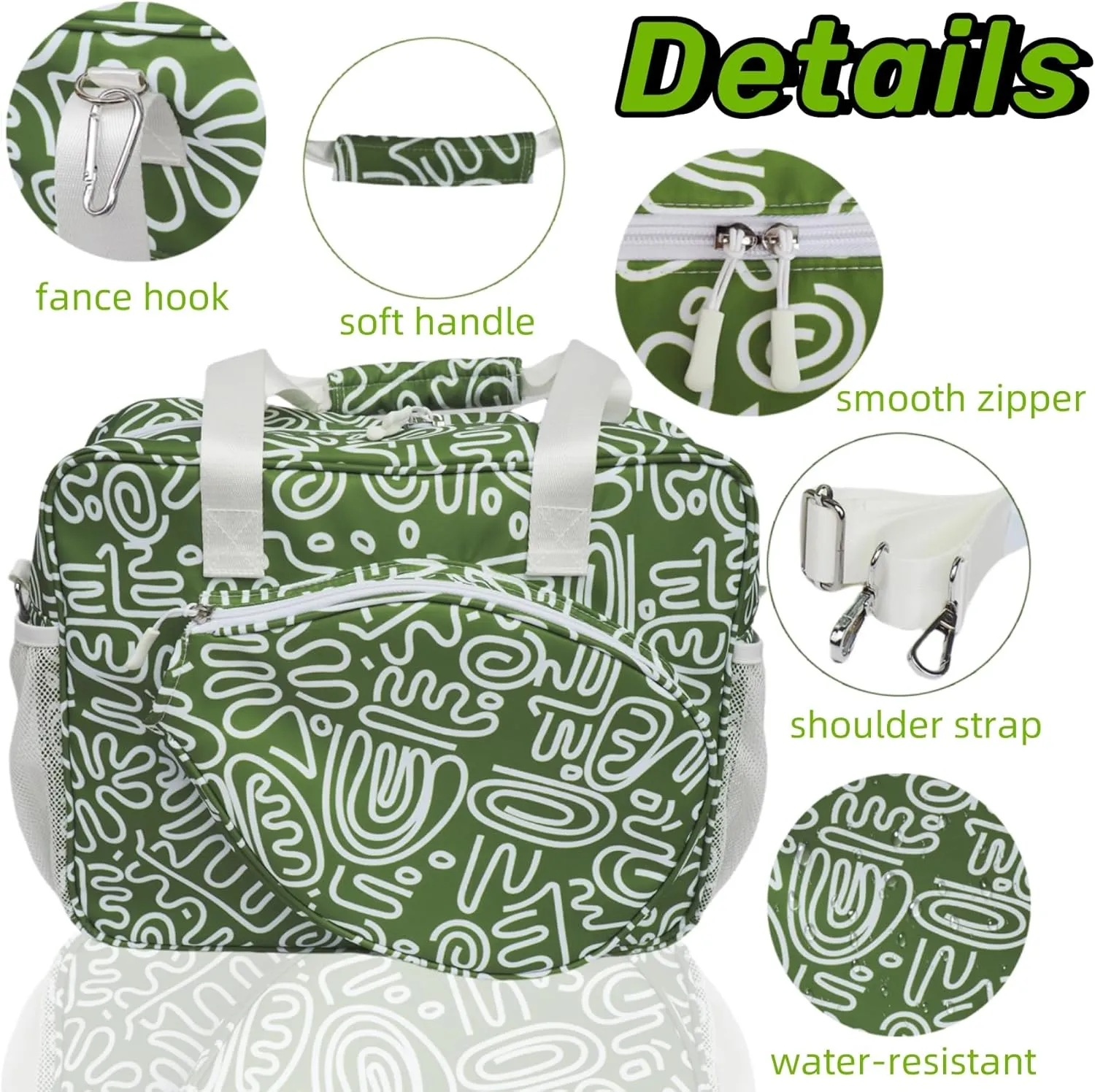 Pickleball Bag for Women, Cute Pickleball Tote Bag Crossbody Sling Paddles Shoulder Bag Large for Sports Gym Duffle