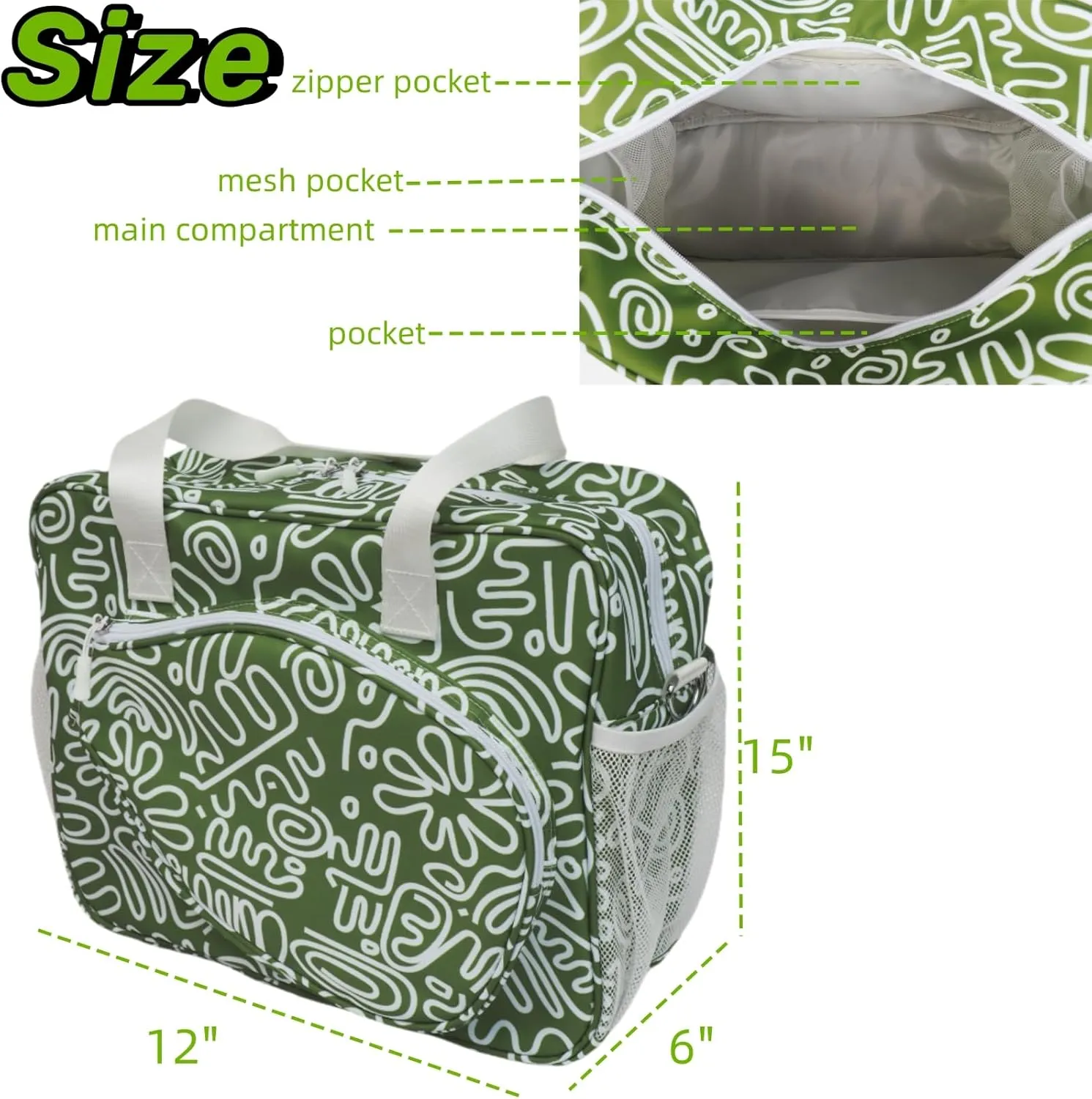 Pickleball Bag for Women, Cute Pickleball Tote Bag Crossbody Sling Paddles Shoulder Bag Large for Sports Gym Duffle