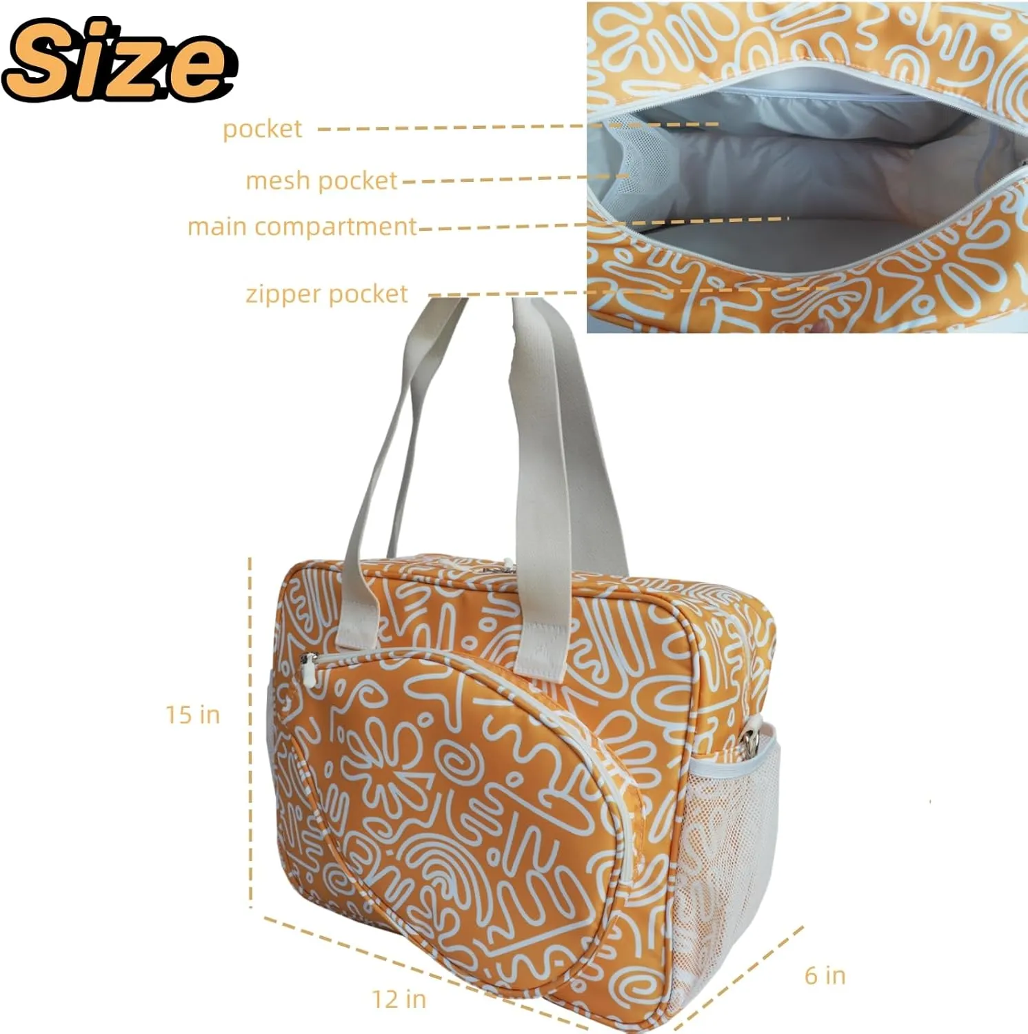 Pickleball Bag for Women, Cute Pickleball Tote Bag Crossbody Sling Paddles Shoulder Bag Large for Sports Gym Duffle