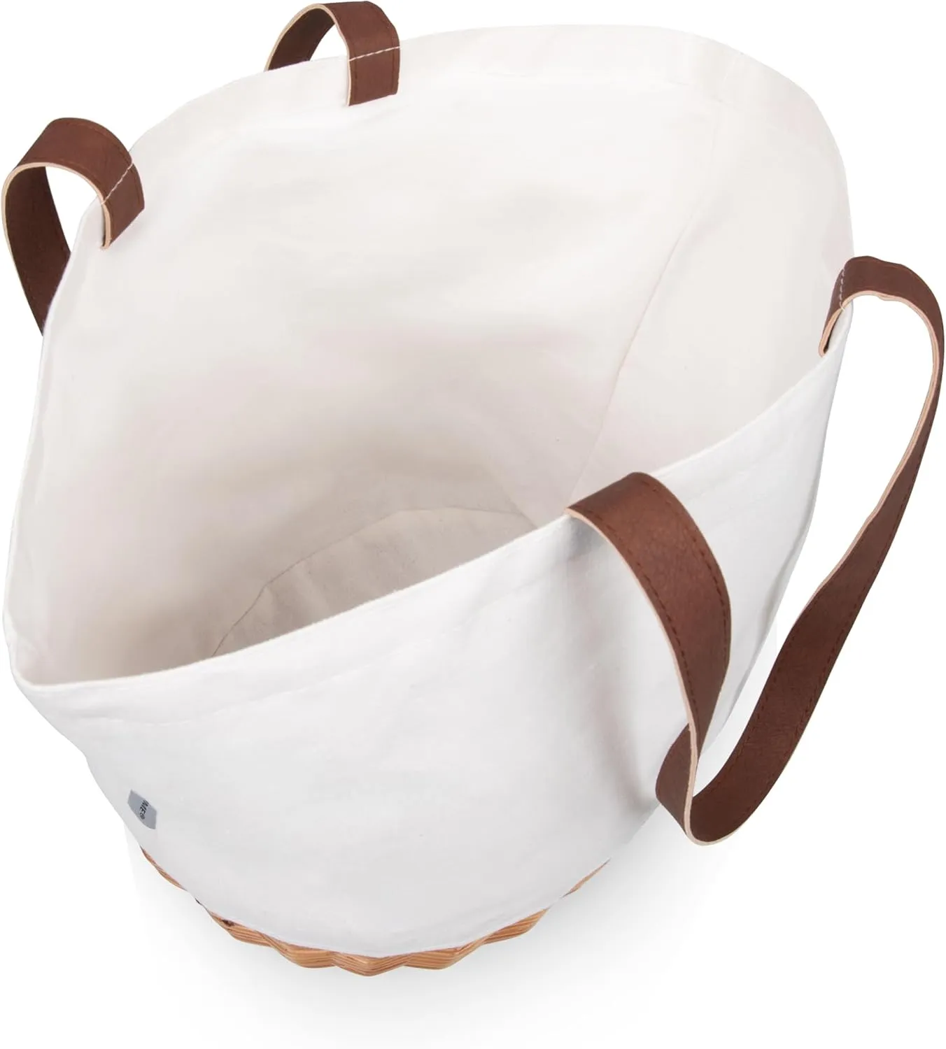 PICNIC TIME Promenade Picnic Basket for 2, Canvas and Willow Picnic Set - Includes Utensil Set, Glasses, and Plates, (Beige Canvas)