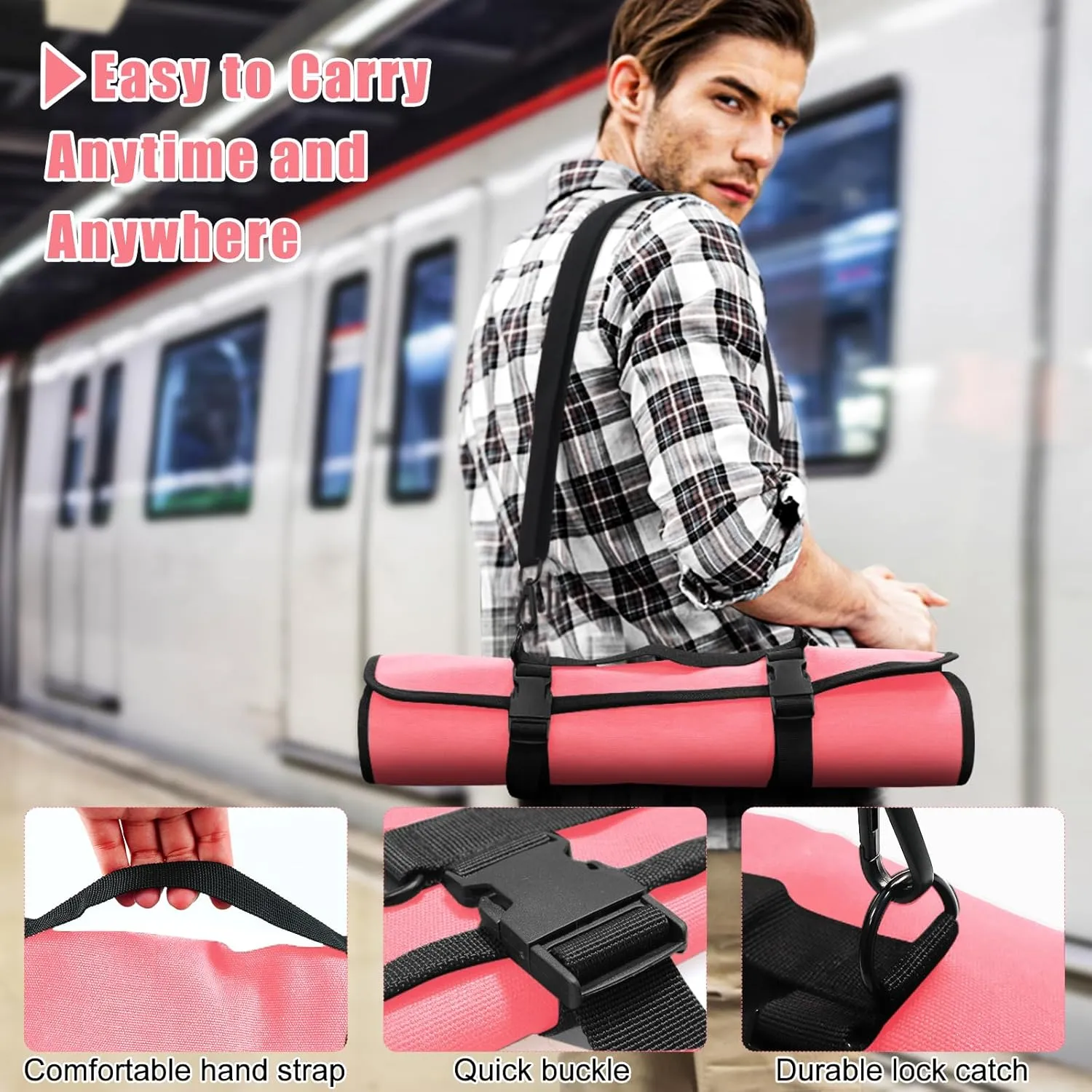 Pink Chef Knife Bag With 10 Slots Cutlery Knives Holders Protectors, Home Kitchen Travel Cooking Tools, Portable Canvas Knife Roll Storage Bag Chef Case for Camping or Working