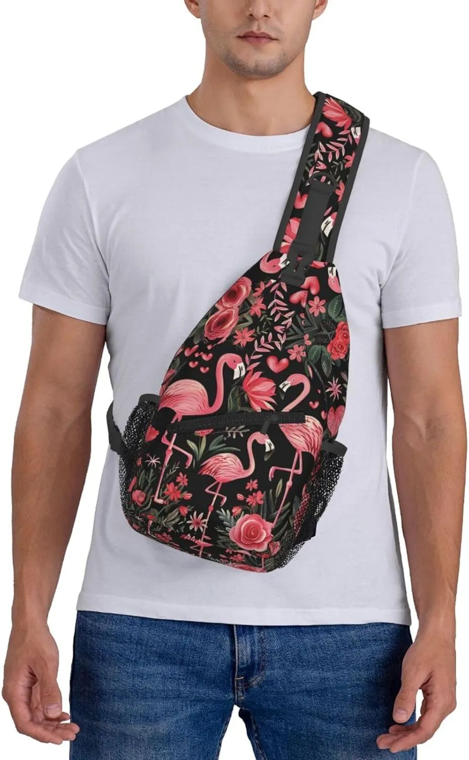 Pink Flamingos Sling Backpack Hiking Backpack Crossbody Bag Sports Lightweight And Durable Chest Bag Shoulder Bag For Women Men
