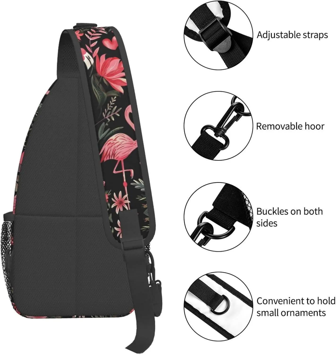 Pink Flamingos Sling Backpack Hiking Backpack Crossbody Bag Sports Lightweight And Durable Chest Bag Shoulder Bag For Women Men