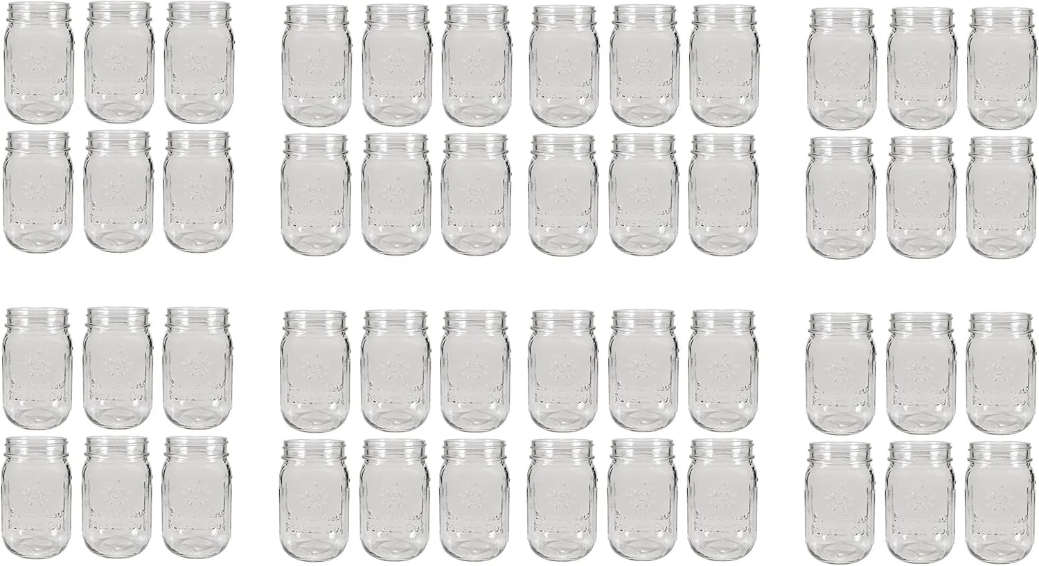 Pint Size (16 ounce, 473 mL) Regular Mouth Drinking Glass Mason Jars 48 Pieces