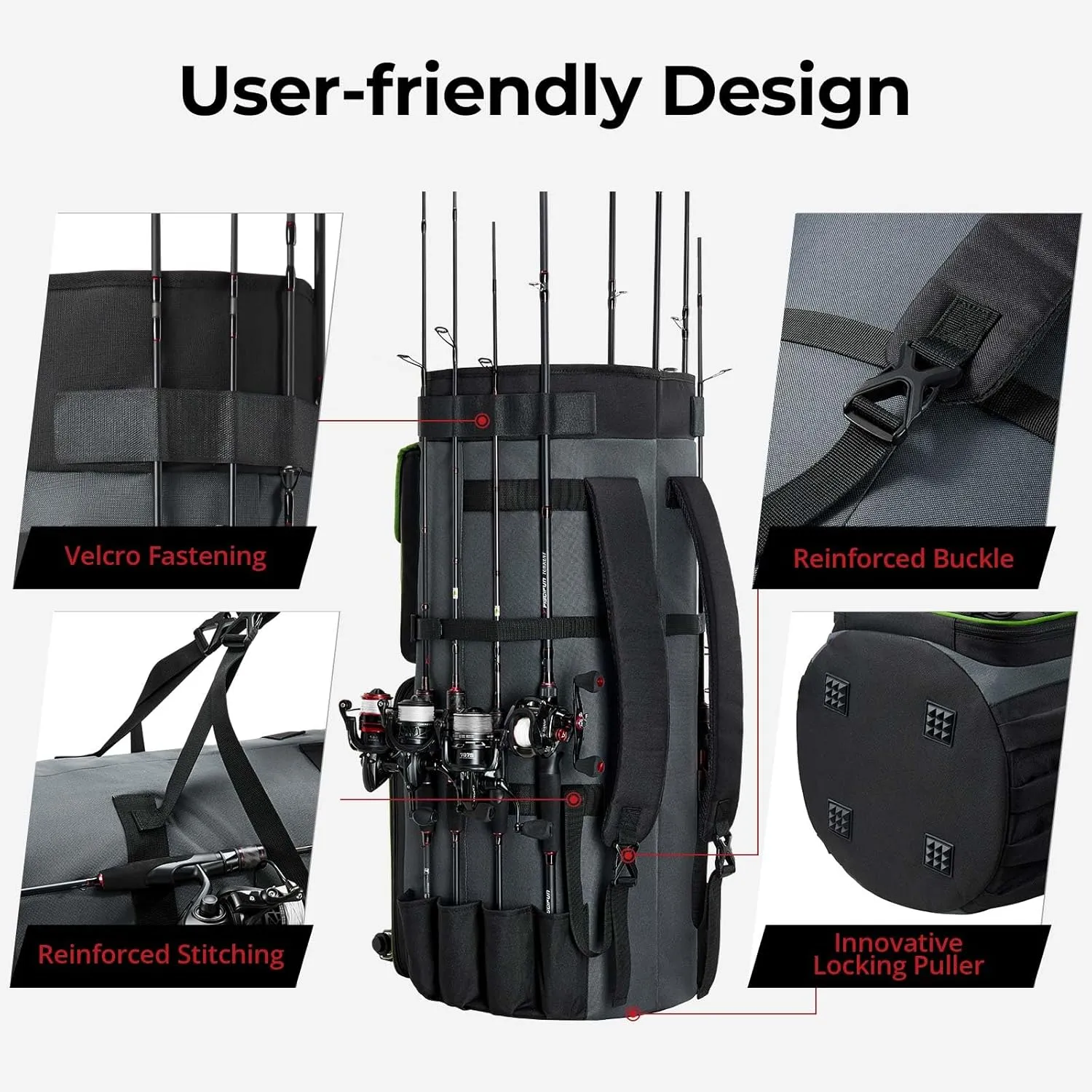 Piscifun Fishing Rod Bag Holds 8 Rods & Reels, 70L Large Storage Fishing Rod Case, Foldable Fishing Pole Bag for Carrying Fishing Gear and Equipment, Portable Fishing Rod Storage Bag, Red
