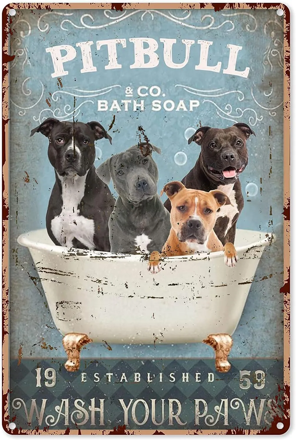 Pitbull Bathroom 500 Piece Jigsaw Puzzle for Adults and Families - Pitbull Bath Soap Wooden Jigsaw Puzzle - Family Fun & Leisure Beginner Jigsaw Puzzle Toys for Adults Stress Relief