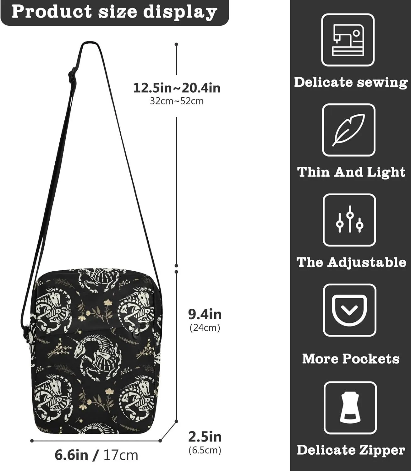 Poeticcity Crossbody Phone Bag, Small Messenger Shoulder Bag, Cash Handbag Wallet Purse