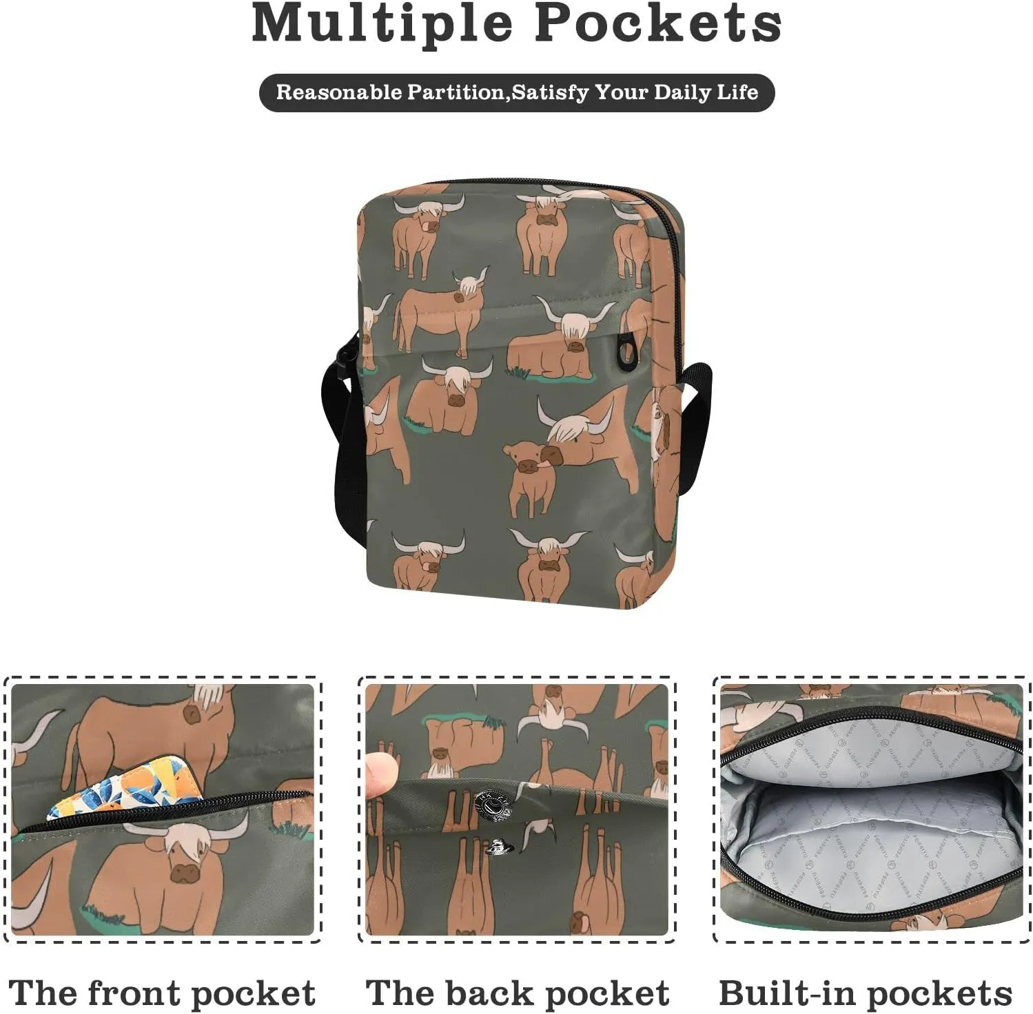 Poeticcity Crossbody Phone Bag, Small Messenger Shoulder Bag, Cash Handbag Wallet Purse