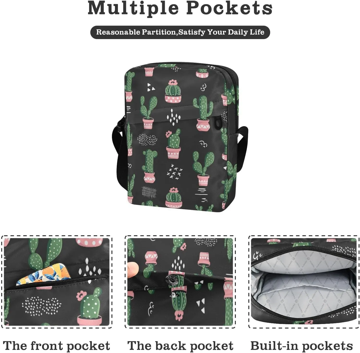 Poeticcity Crossbody Phone Bag, Small Messenger Shoulder Bag, Cash Handbag Wallet Purse