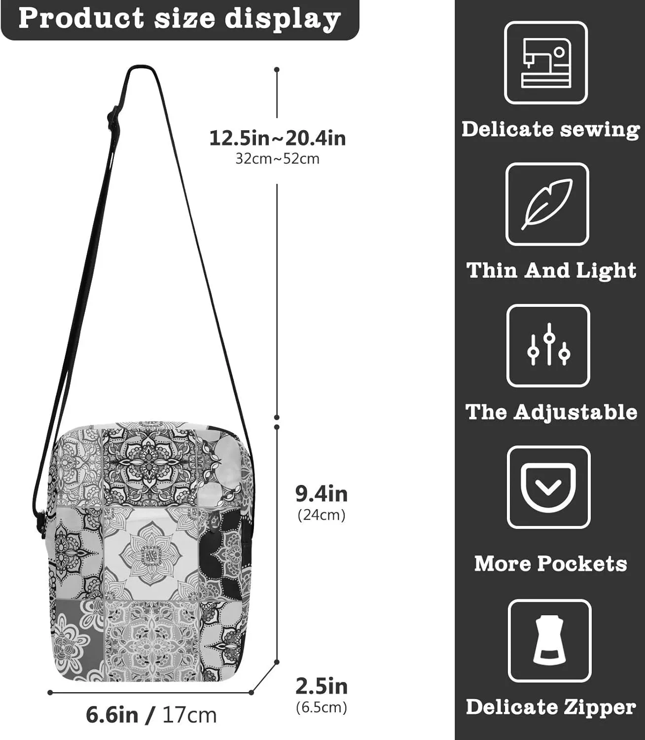 Poeticcity Crossbody Phone Bag, Small Messenger Shoulder Bag, Cash Handbag Wallet Purse