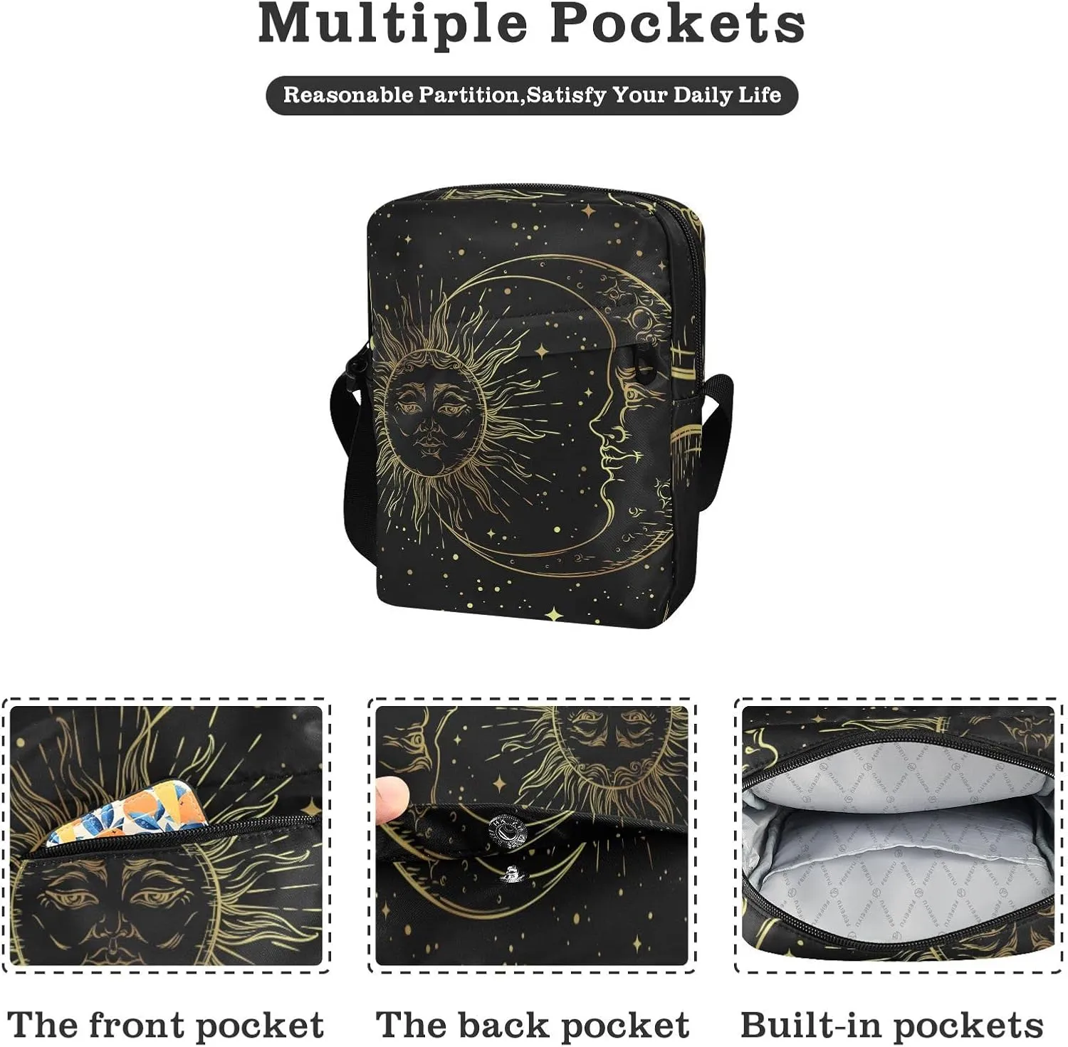 Poeticcity Crossbody Phone Bag, Small Messenger Shoulder Bag, Cash Handbag Wallet Purse