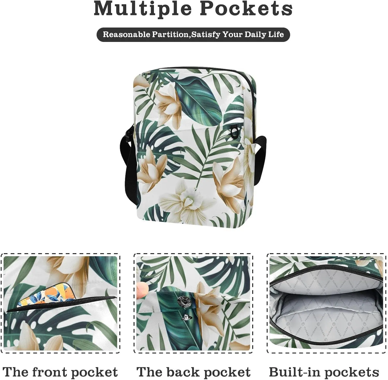 Poeticcity Crossbody Phone Bag, Small Messenger Shoulder Bag, Cash Handbag Wallet Purse