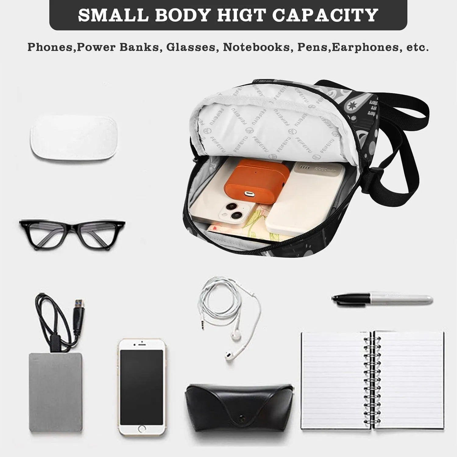 Poeticcity Crossbody Phone Bag, Small Messenger Shoulder Bag, Cash Handbag Wallet Purse