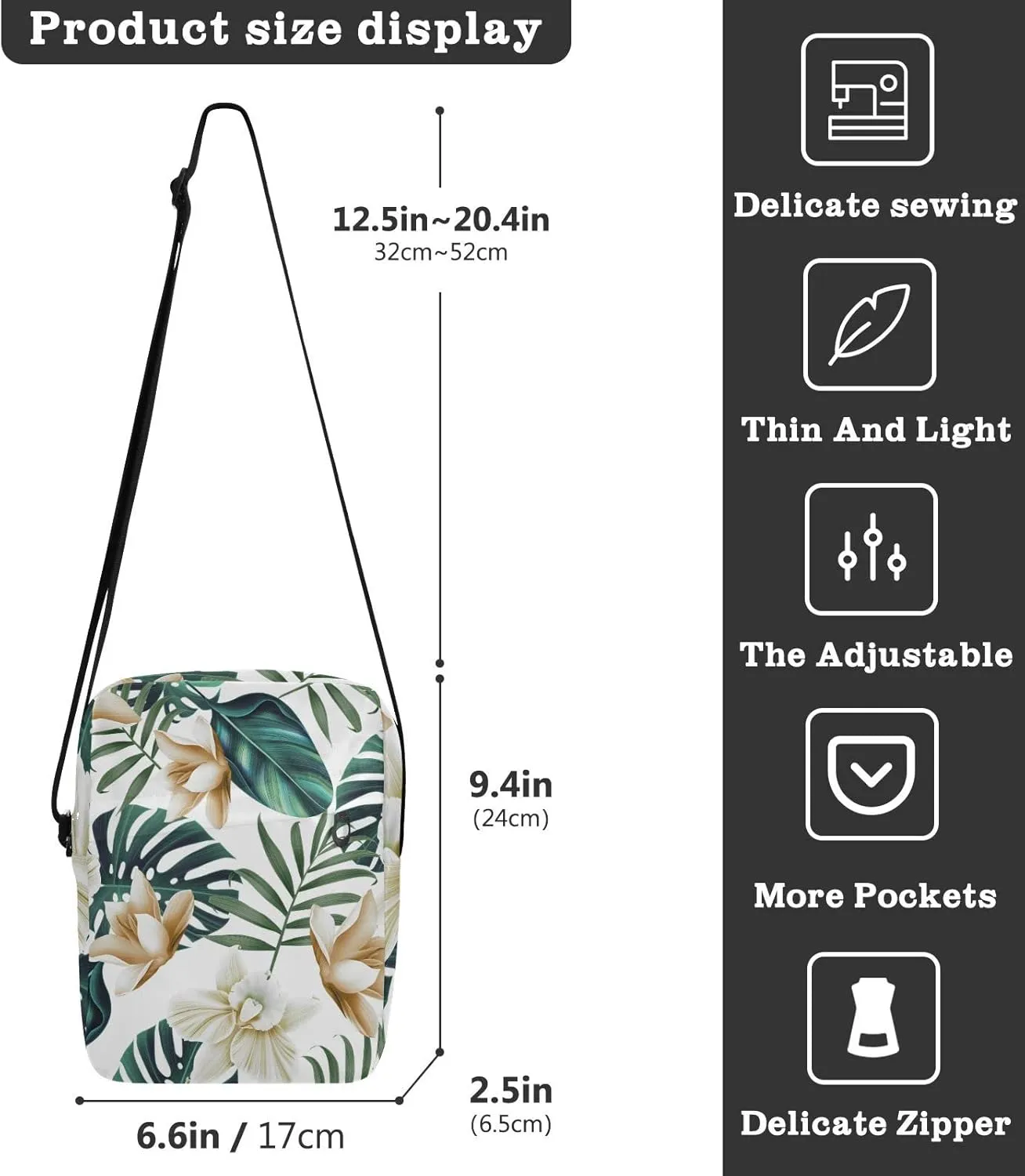 Poeticcity Crossbody Phone Bag, Small Messenger Shoulder Bag, Cash Handbag Wallet Purse