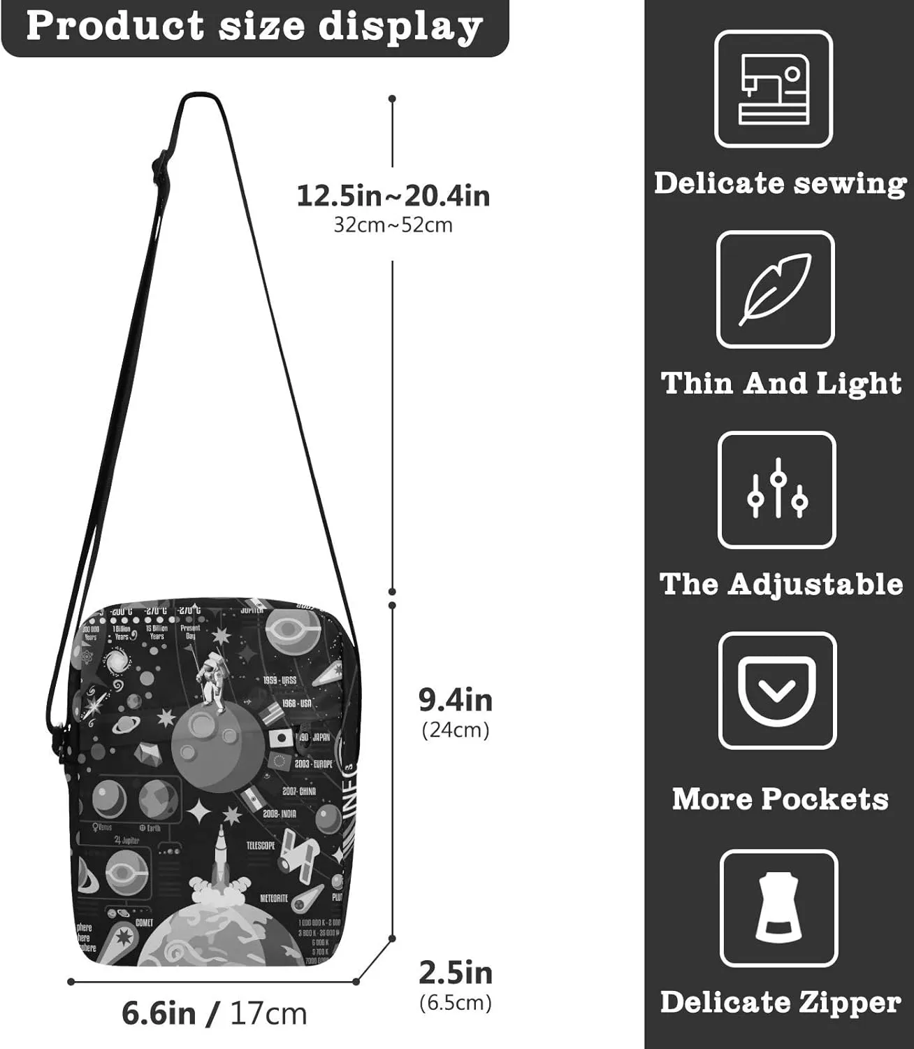 Poeticcity Crossbody Phone Bag, Small Messenger Shoulder Bag, Cash Handbag Wallet Purse