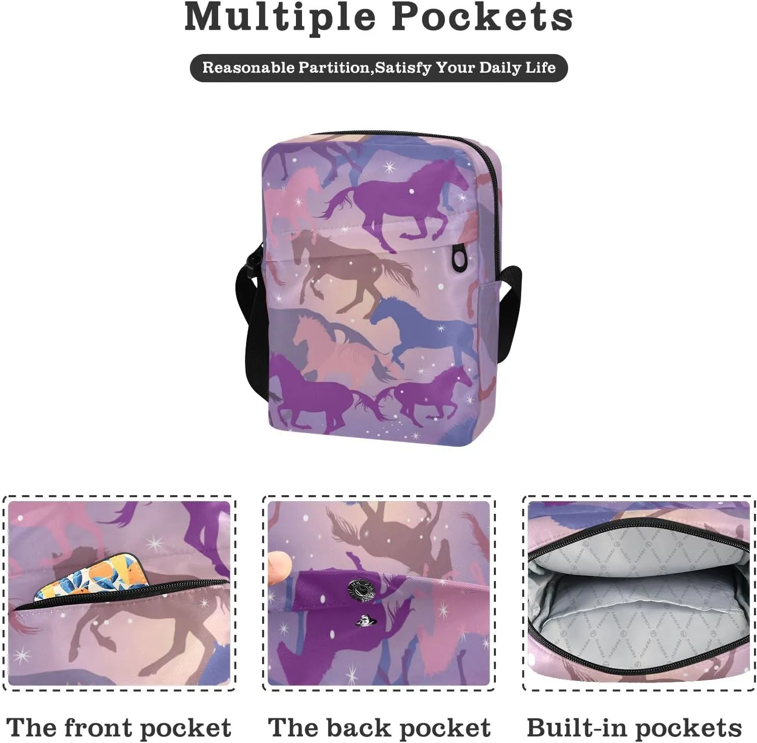 Poeticcity Crossbody Phone Bag, Small Messenger Shoulder Bag, Cash Handbag Wallet Purse