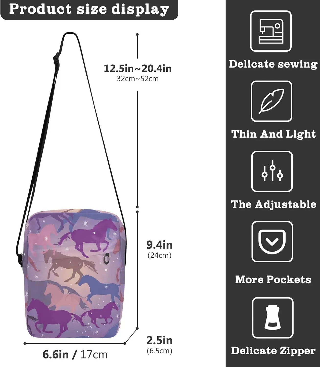 Poeticcity Crossbody Phone Bag, Small Messenger Shoulder Bag, Cash Handbag Wallet Purse