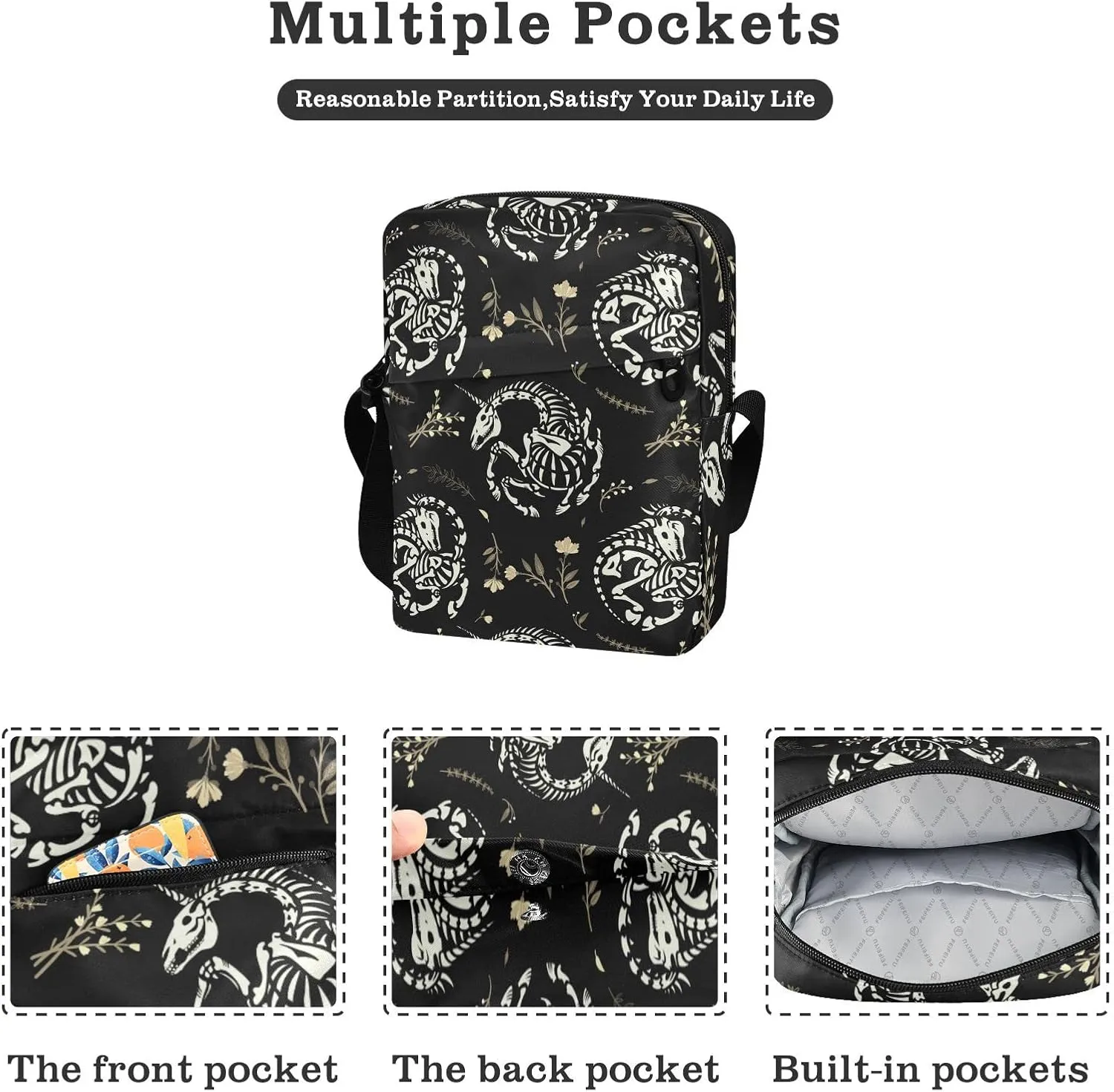 Poeticcity Crossbody Phone Bag, Small Messenger Shoulder Bag, Cash Handbag Wallet Purse