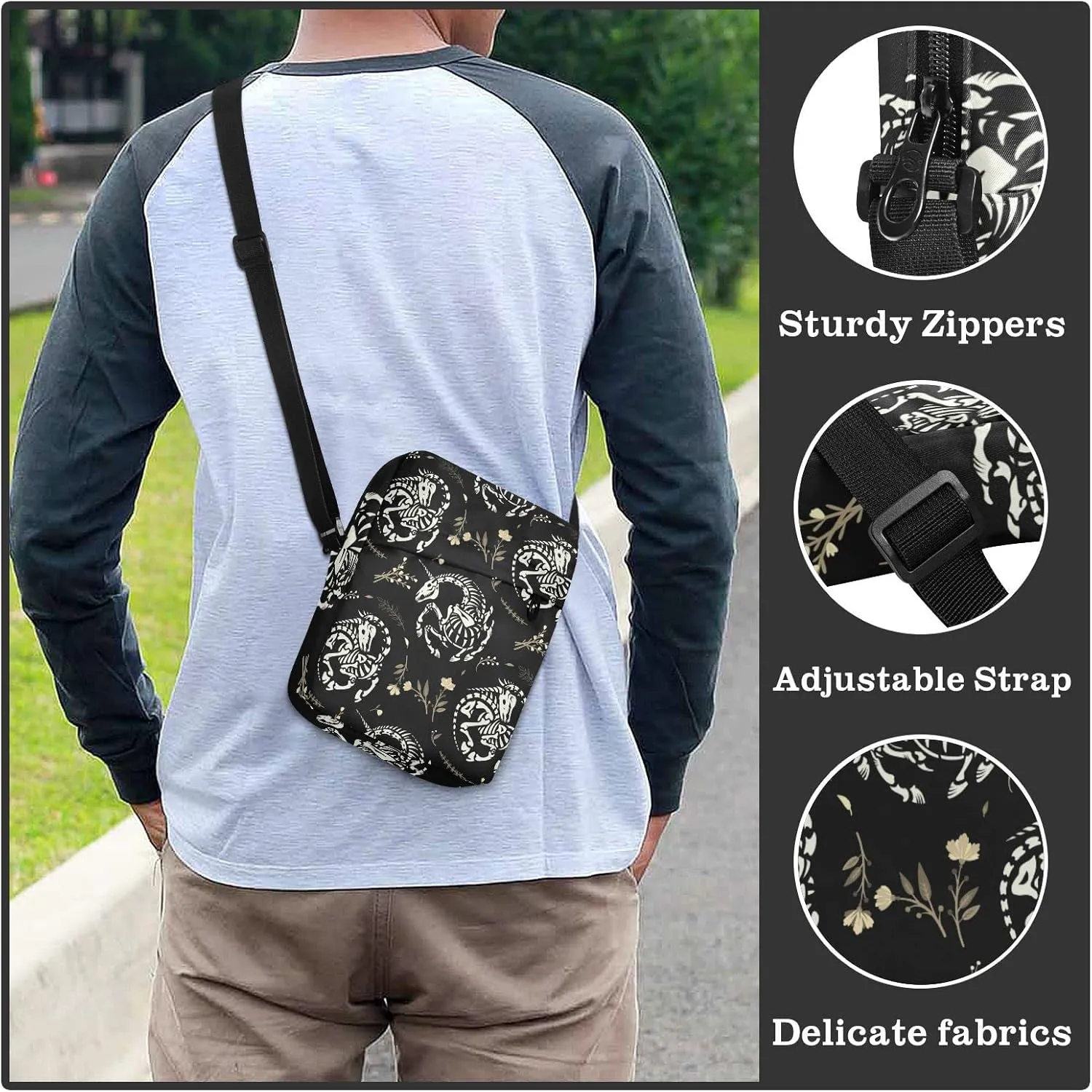 Poeticcity Crossbody Phone Bag, Small Messenger Shoulder Bag, Cash Handbag Wallet Purse