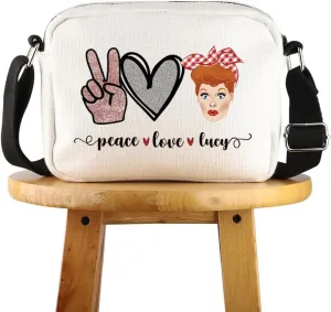 POFULL TV Show Inspired Gift Lucy Fans Gift Peace Love Lucy Corssbody Bag