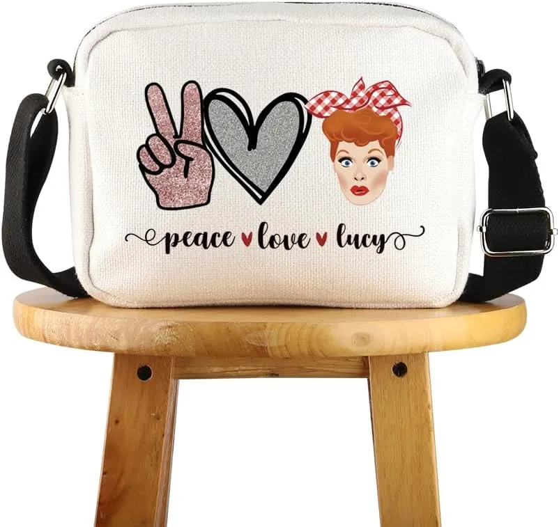 POFULL TV Show Inspired Gift Lucy Fans Gift Peace Love Lucy Corssbody Bag