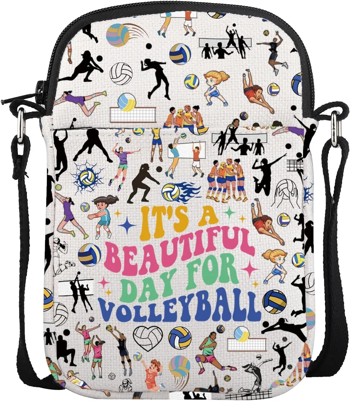 POFULL Volleyball Lover Gift Volleyball Player Gift Volleyball Teams Gift It’s A Beautiful Day For Volleyball Crossbody Bag
