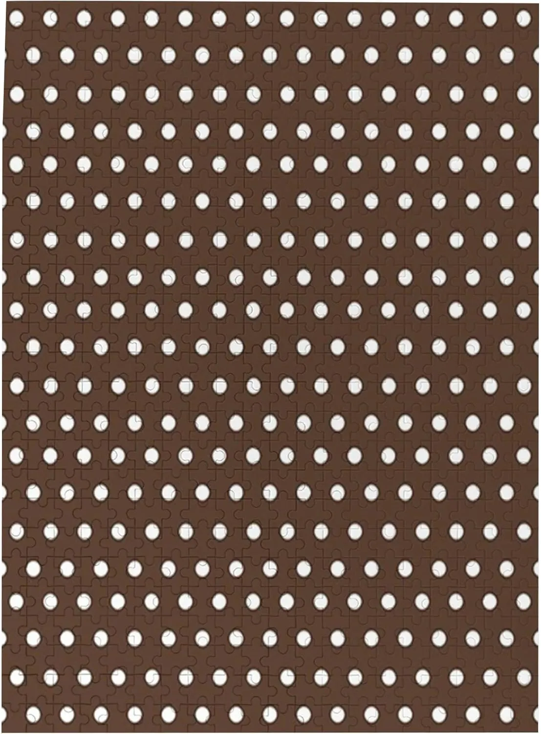 Polka Dots,Portable Wooden Jigsaw Puzzle for Adults,Nostalgic White Polka Dots on Dark,Birthday Gift for Family and Friends,Brown White Plastic Box Storage 500PCS