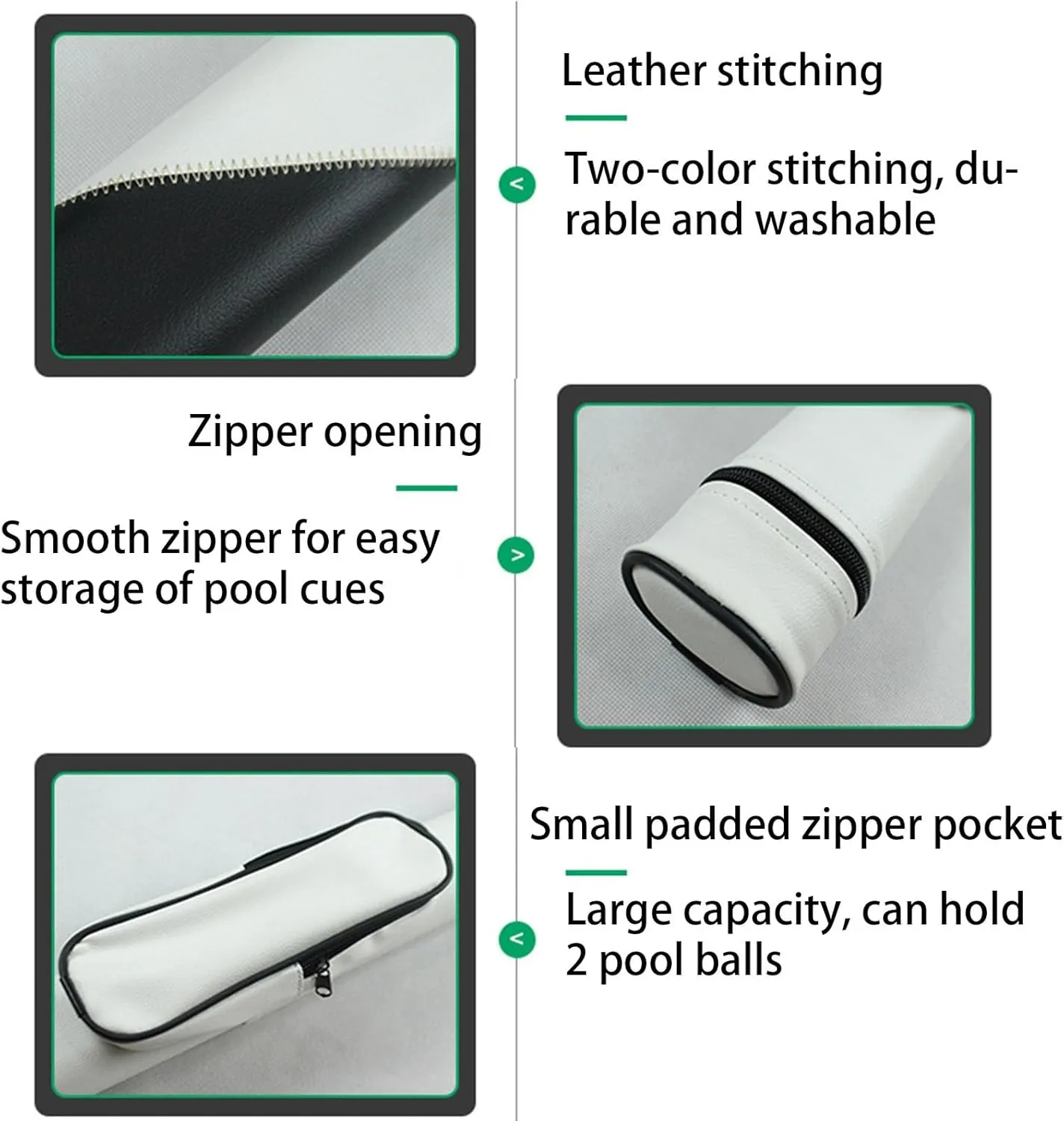 Pool Cue Case - Nylon Billiard Stick Bag with Padded Compartments, Adjustable Shoulder Strap & Large Accessory Pockets
