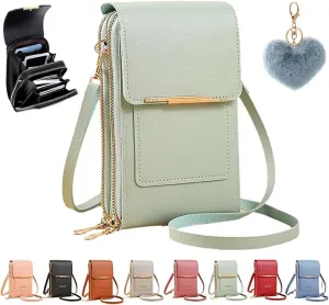 Popularate Anti-Theft Leather Bag, Touchscreen Purse Crossbody, RFID Blocking Crossbody Cell Phone Purse for Women