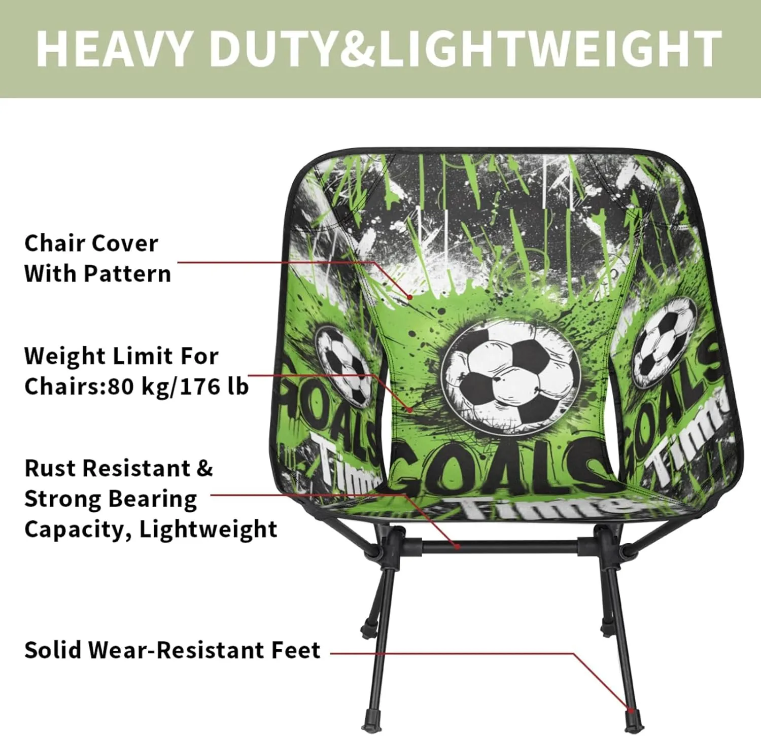 Portable Camping Chair, Folding Chairs for Outside, Sports Soccer Lightweight Backpacking Chair, Outdoor Collapsible Beach Chairs for Adults Fishing Lawn, Picnic, Travel, Hiking