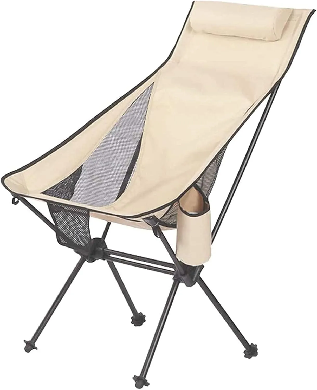 Portable Camping Chair Folding Ultra Light Aluminum Alloy Folding Chair Portable Fishing Chair Outdoor Leisure Recliner Beach Chair Bearing Capacity up to 150Kg,Blue, Beige
