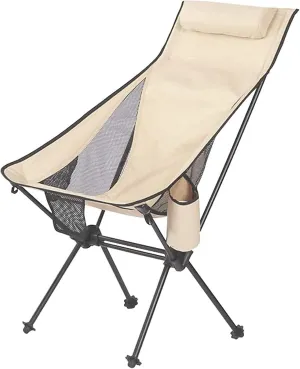 Portable Camping Chair Folding Ultra Light Aluminum Alloy Folding Chair Portable Fishing Chair Outdoor Leisure Recliner Beach Chair Bearing Capacity up to 150Kg,Blue, Beige