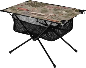 Portable Camping Table Foldable with Mesh Storage Lightweight Compact Camp Tent Side Table for Outside,Camping,Hiking,Tailgating,Forest Mushroom
