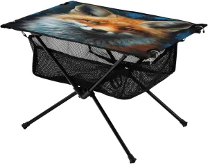 Portable Camping Table Foldable with Mesh Storage Lightweight Compact Camp Tent Side Table for Outside,Camping,Hiking,Tailgating,Fox