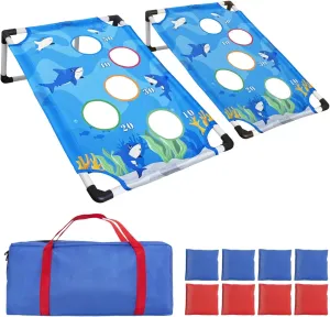 Portable Cornhole Set with 2 Collapsible Cornhole Boards, 8 Cornhole Bean Bags and Carrying Case for Yard Toss Game, Indoor Outdoor Camping Games for Adults Family (3 x 2-feet)